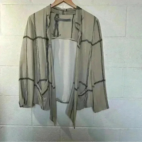 Raquel Allegra Georgette Cropped Blazer Ecru Plaid-NWT-Size 1 - Picture 1 of 10